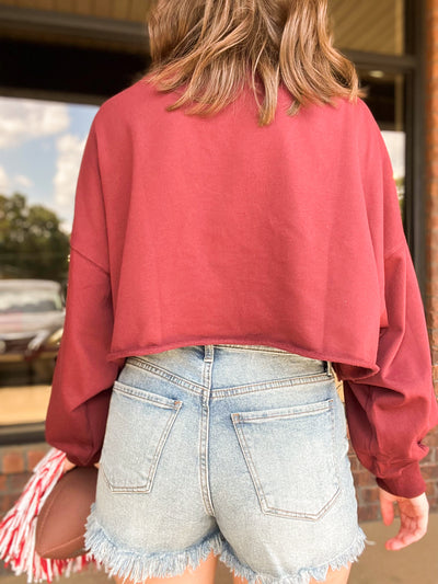 Game Day Crop Sweatshirt-110 - TOPS - LONG SLEEVE-PEACH LOVE-[option4]-[option5]-[option6]-Leather & Lace Boutique Shop