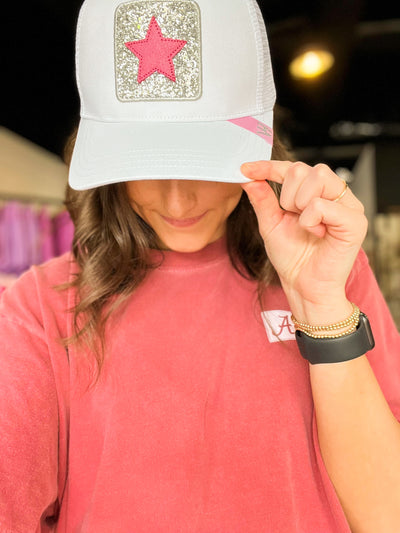 Vintage Havana Grand Hat- White/Pink Glitter-190 - ACCESSORIES - HATS/HEADWEAR-VINTAGE HAVANA-[option4]-[option5]-[option6]-Leather & Lace Boutique Shop