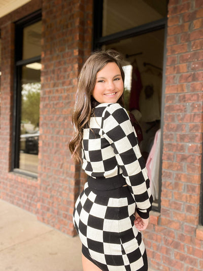 Check Mate Sweater Set-170 - DRESSES / ROMPERS / SETS-LEATHER & LACE-[option4]-[option5]-[option6]-Leather & Lace Boutique Shop