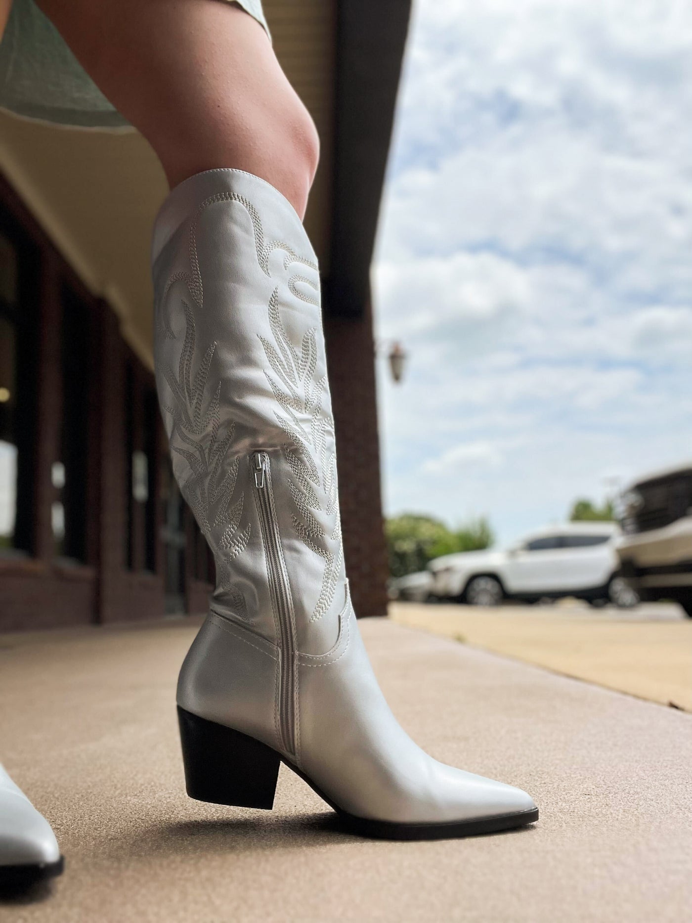 Space Cowgirl Silver Metallic Boots-180 - SHOES-KKE ORIGINALS-[option4]-[option5]-[option6]-Leather & Lace Boutique Shop