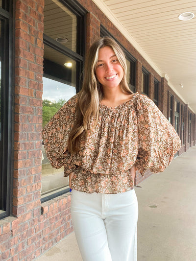 Off The Shoulder Floral Blouse-110 - TOPS - LONG SLEEVE-&MERCI-[option4]-[option5]-[option6]-Leather & Lace Boutique Shop