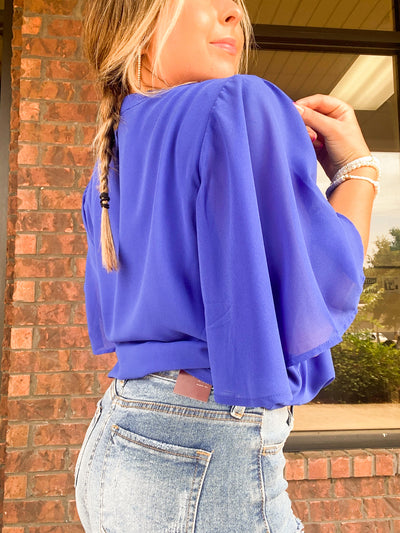 Linda Drape Sleeve Blouse-100 - TOPS - SHORT SLEEVE/SLEEVELESS-JODIFL-[option4]-[option5]-[option6]-Leather & Lace Boutique Shop