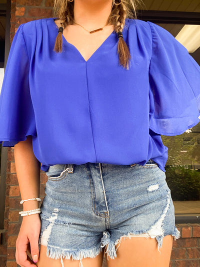 Linda Drape Sleeve Blouse-100 - TOPS - SHORT SLEEVE/SLEEVELESS-JODIFL-[option4]-[option5]-[option6]-Leather & Lace Boutique Shop