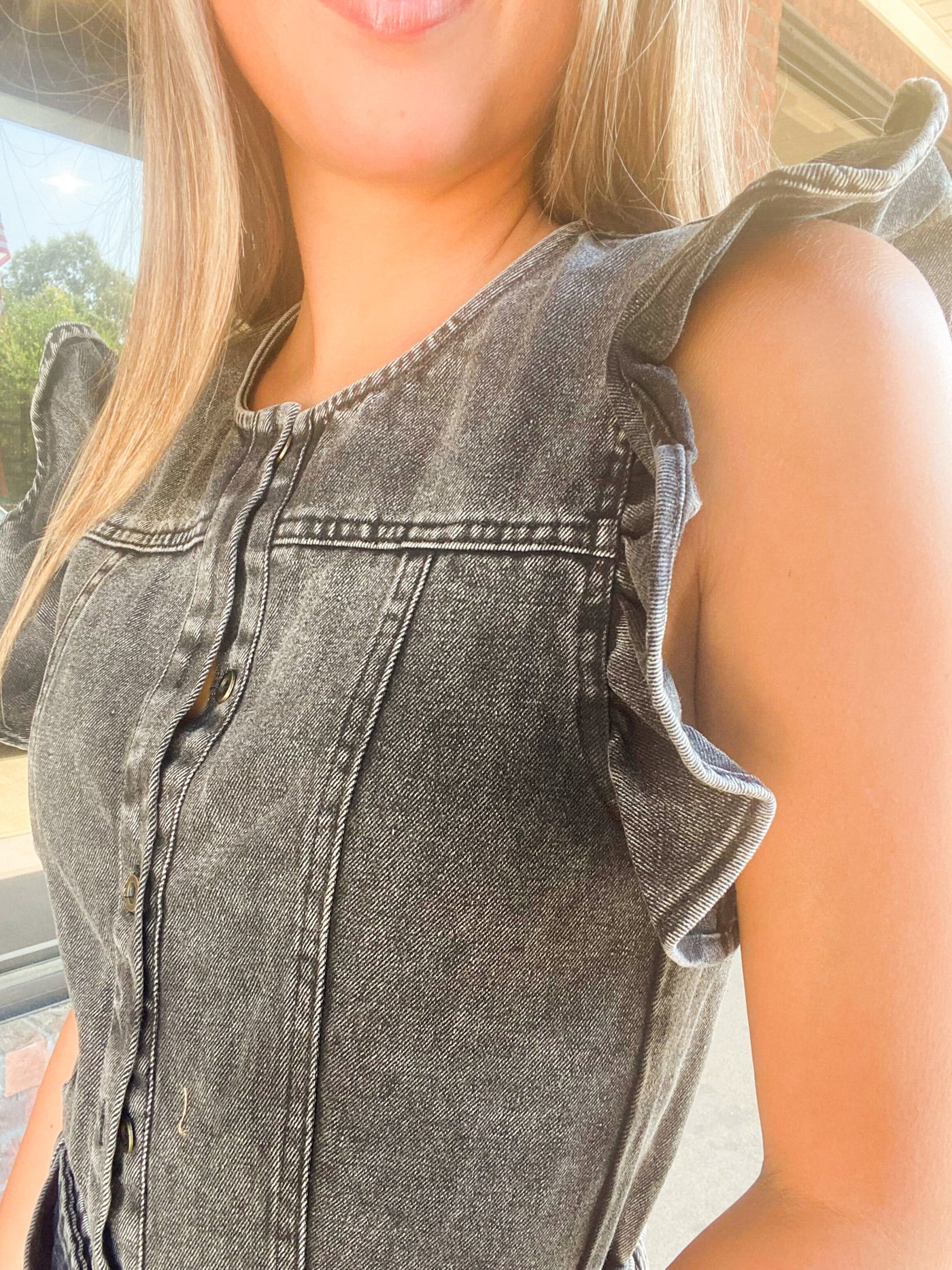 Twill Button Down Romper-170 - DRESSES / ROMPERS / SETS-LE LIS-[option4]-[option5]-[option6]-Leather & Lace Boutique Shop