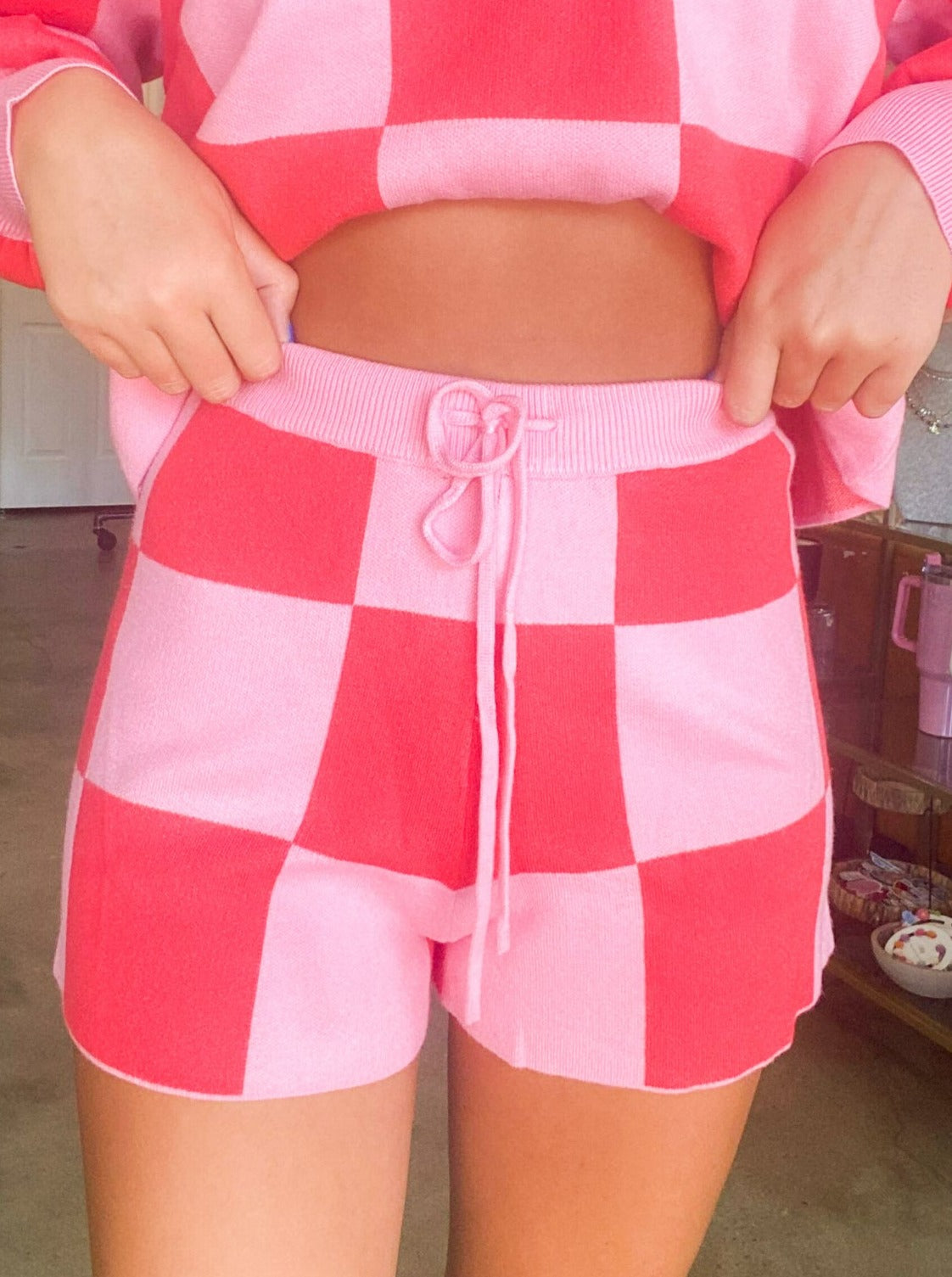 Just Checking In Sweatshorts - Pink-170 - DRESSES / ROMPERS / SETS-LE LIS-[option4]-[option5]-[option6]-Leather & Lace Boutique Shop