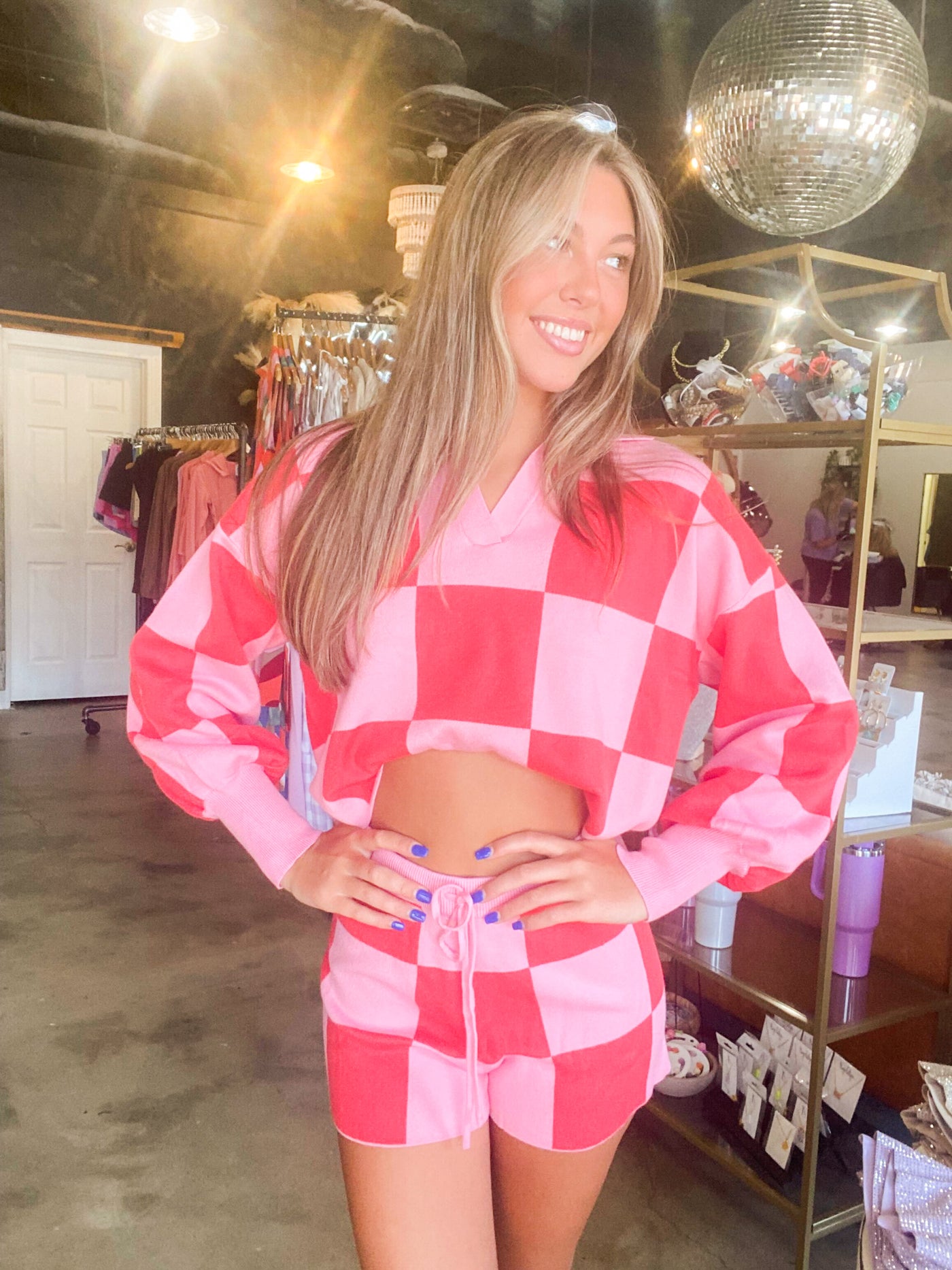 Just Checking In Sweatshorts - Pink-170 - DRESSES / ROMPERS / SETS-LE LIS-[option4]-[option5]-[option6]-Leather & Lace Boutique Shop