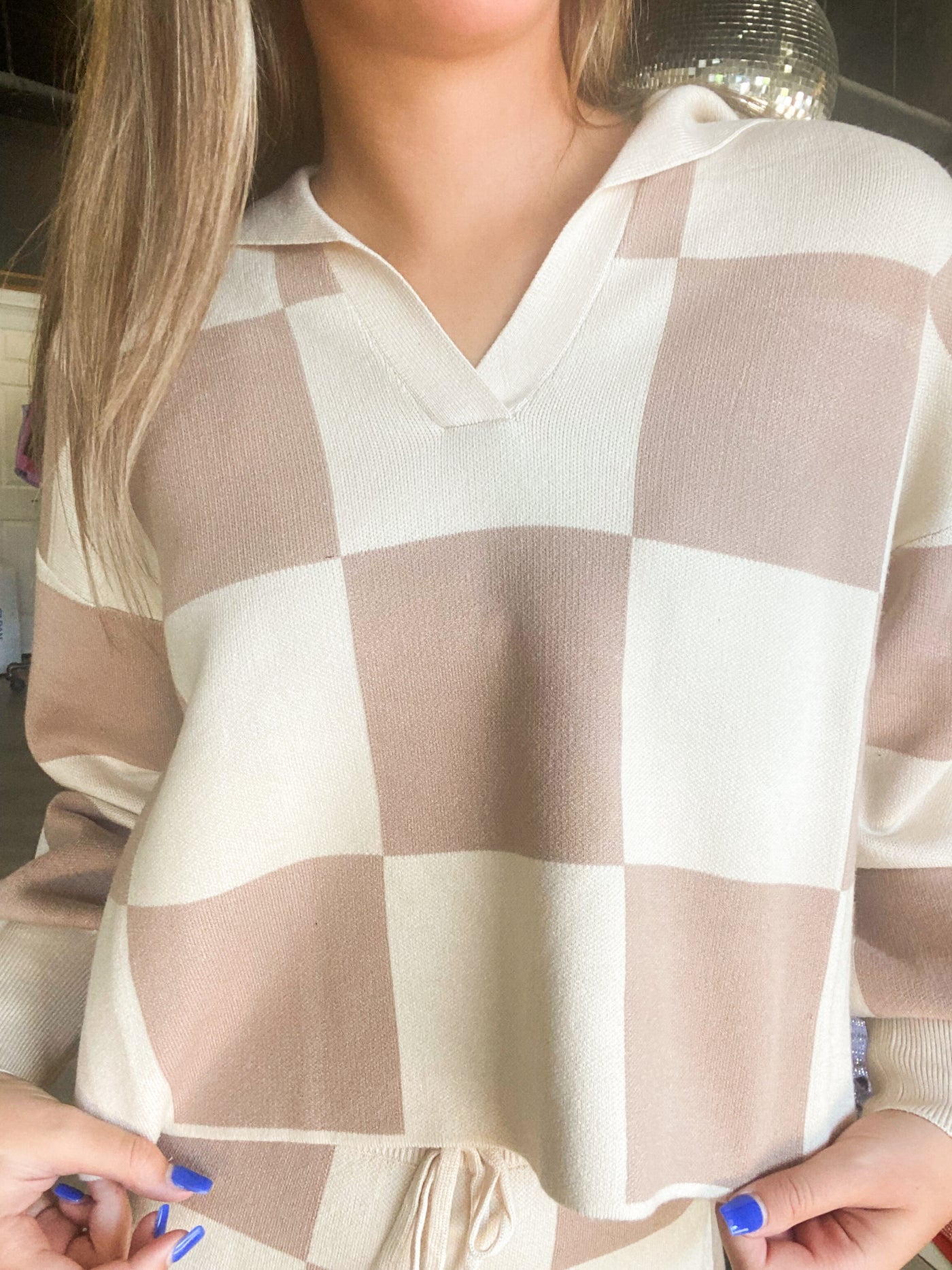 Just Checking In Cropped Pullover- Cream-170 - DRESSES / ROMPERS / SETS-LE LIS-[option4]-[option5]-[option6]-Leather & Lace Boutique Shop