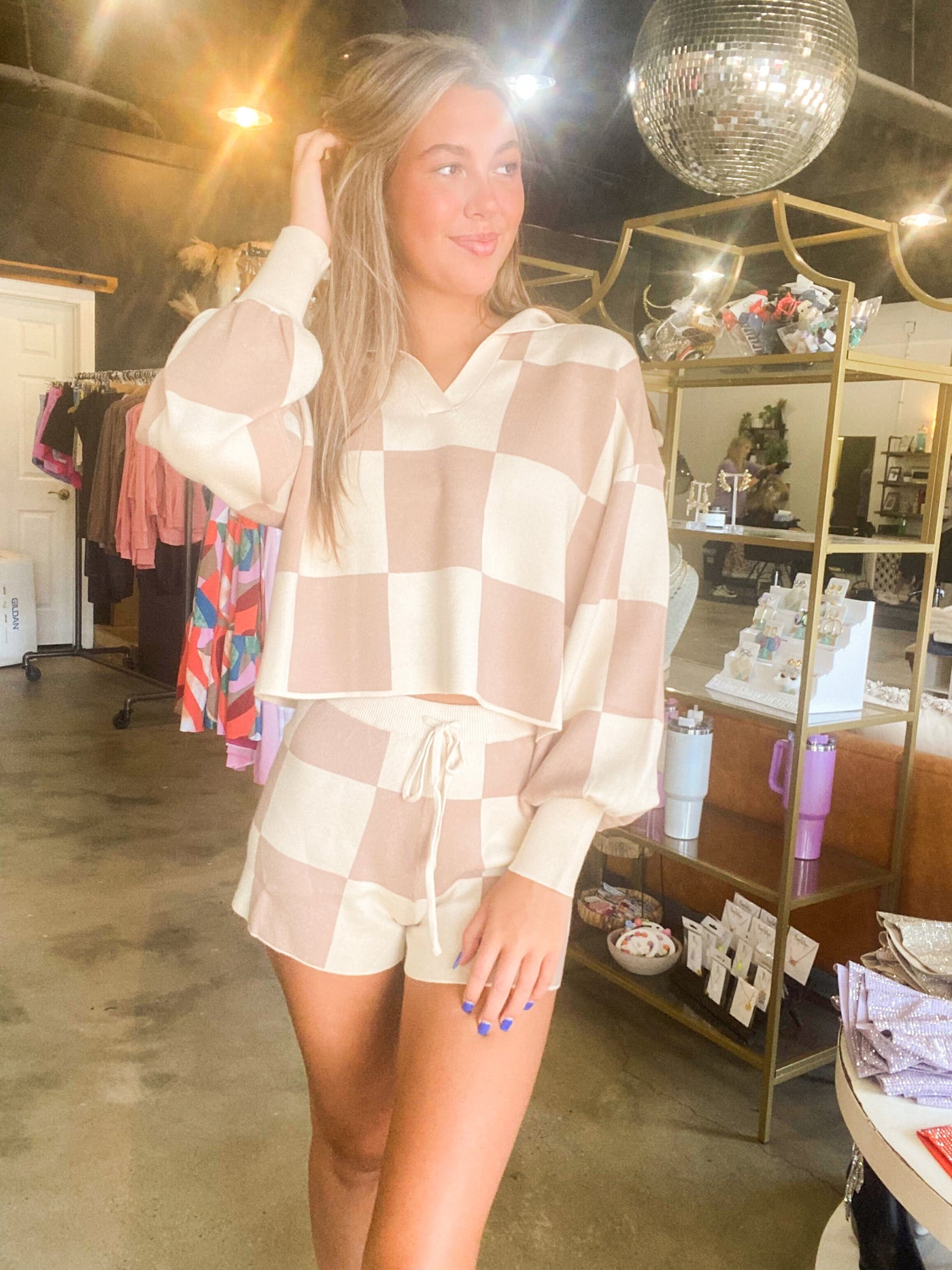 Just Checking In Sweatshorts- Cream-170 - DRESSES / ROMPERS / SETS-LE LIS-[option4]-[option5]-[option6]-Leather & Lace Boutique Shop