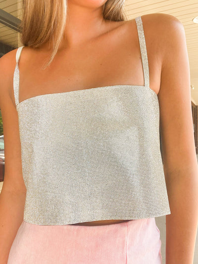BuddyLove Shine On Bandeau Top- SIlver-100 - TOPS - SHORT SLEEVE/SLEEVELESS-BUDDYLOVE-[option4]-[option5]-[option6]-Leather & Lace Boutique Shop
