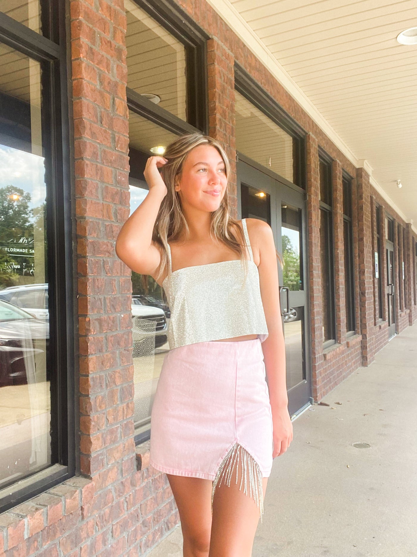BuddyLove Shine On Bandeau Top- SIlver-100 - TOPS - SHORT SLEEVE/SLEEVELESS-BUDDYLOVE-[option4]-[option5]-[option6]-Leather & Lace Boutique Shop