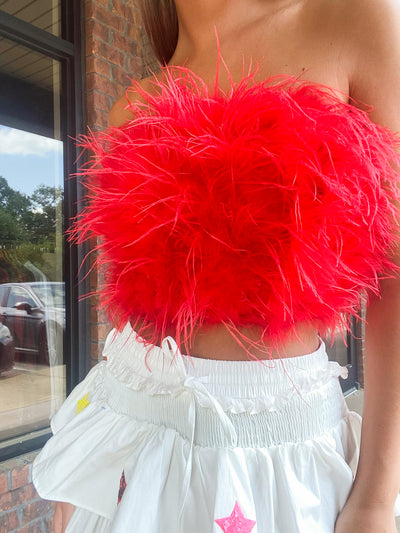 BuddyLove Fancy In Fur Bandeau Top- Red-100 - TOPS - SHORT SLEEVE/SLEEVELESS-BUDDYLOVE-[option4]-[option5]-[option6]-Leather & Lace Boutique Shop
