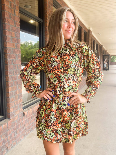 Jackie Fall Floral Dress-170 - DRESSES / ROMPERS / SETS-&MERCI-[option4]-[option5]-[option6]-Leather & Lace Boutique Shop