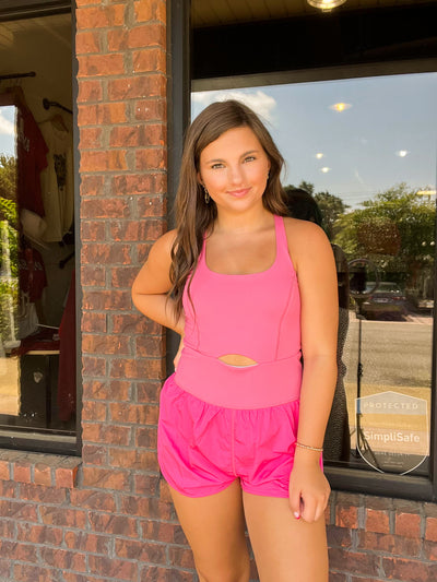 Serena Athletic Romper- Bubblegum Pink-170 - DRESSES / ROMPERS / SETS-TCEC-[option4]-[option5]-[option6]-Leather & Lace Boutique Shop