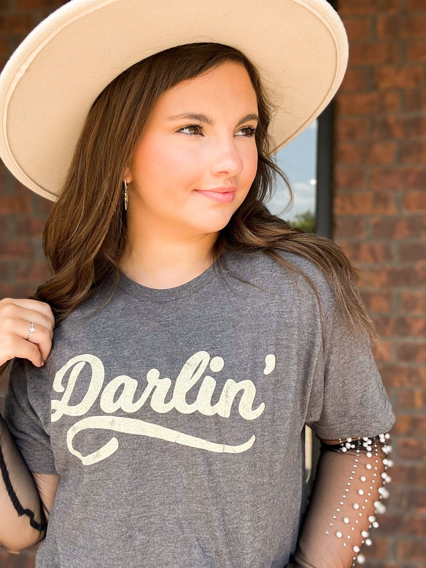Darlin' Graphic Tee-120 - TOPS - GRAPHIC TEES-LEATHER & LACE-[option4]-[option5]-[option6]-Leather & Lace Boutique Shop