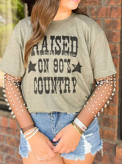 Raised On 90's Country Graphic Tee-120 - TOPS - GRAPHIC TEES-LEATHER & LACE-[option4]-[option5]-[option6]-Leather & Lace Boutique Shop