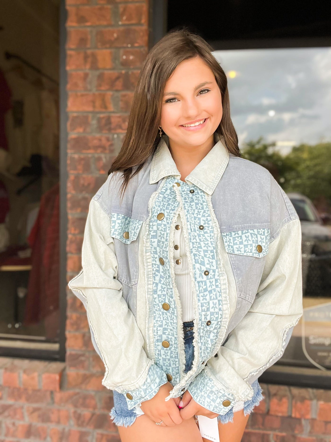 Heart Patchwork Denim Jacket-140 - TOPS - LAYERS/OUTERWEAR-OLI & HALI-[option4]-[option5]-[option6]-Leather & Lace Boutique Shop