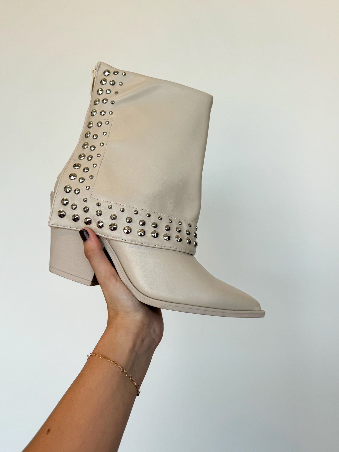 Silver studded booties cheap
