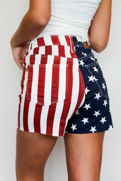 Judy Blue American Flag Shorts-150 - BOTTOMS - DENIM-JUDY BLUE-[option4]-[option5]-[option6]-Leather & Lace Boutique Shop