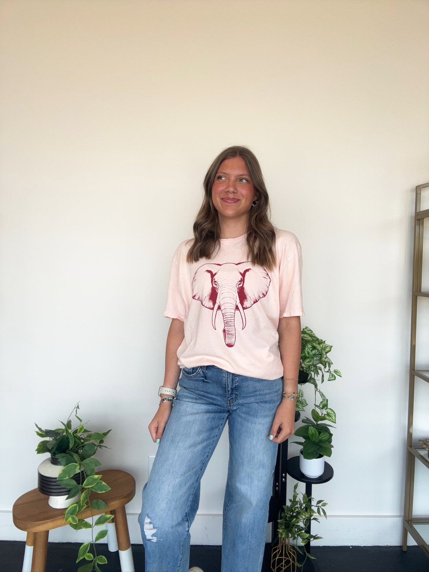 Elephant Graphic Tee- Blush-100 - TOPS - SHORT SLEEVE/SLEEVELESS-LOTUS-[option4]-[option5]-[option6]-Leather & Lace Boutique Shop