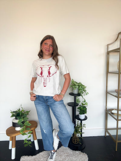 Elephant Graphic Tee- Light Grey-100 - TOPS - SHORT SLEEVE/SLEEVELESS-LOTUS-[option4]-[option5]-[option6]-Leather & Lace Boutique Shop