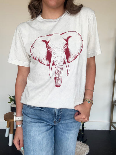 Elephant Graphic Tee- Light Grey-100 - TOPS - SHORT SLEEVE/SLEEVELESS-LOTUS-[option4]-[option5]-[option6]-Leather & Lace Boutique Shop