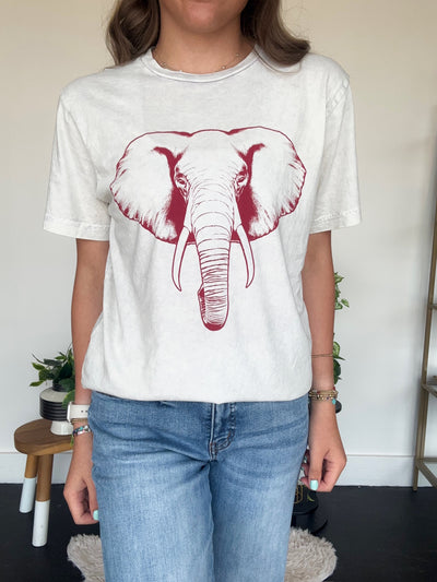 Elephant Graphic Tee- Light Grey-100 - TOPS - SHORT SLEEVE/SLEEVELESS-LOTUS-[option4]-[option5]-[option6]-Leather & Lace Boutique Shop