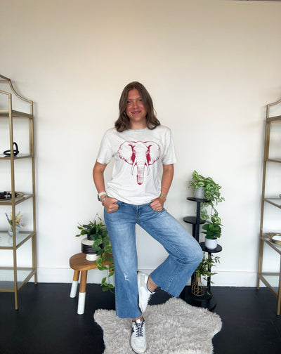 Elephant Graphic Tee- Light Grey-100 - TOPS - SHORT SLEEVE/SLEEVELESS-LOTUS-[option4]-[option5]-[option6]-Leather & Lace Boutique Shop