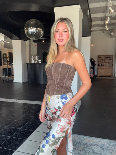 Vintage Floral Midi Skirt-160 - BOTTOMS - OTHER-SKIES ARE BLUE-[option4]-[option5]-[option6]-Leather & Lace Boutique Shop