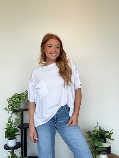 LLB EXCLUSIVE: Easy Days Pocket Tee- White-100 - TOPS - SHORT SLEEVE/SLEEVELESS-LEATHER & LACE-[option4]-[option5]-[option6]-Leather & Lace Boutique Shop