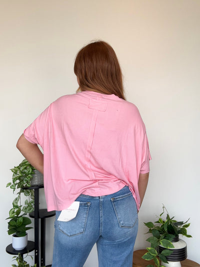 LLB EXCLUSIVE: Easy Days Pocket Tee- Bubblegum-100 - TOPS - SHORT SLEEVE/SLEEVELESS-LEATHER & LACE-[option4]-[option5]-[option6]-Leather & Lace Boutique Shop