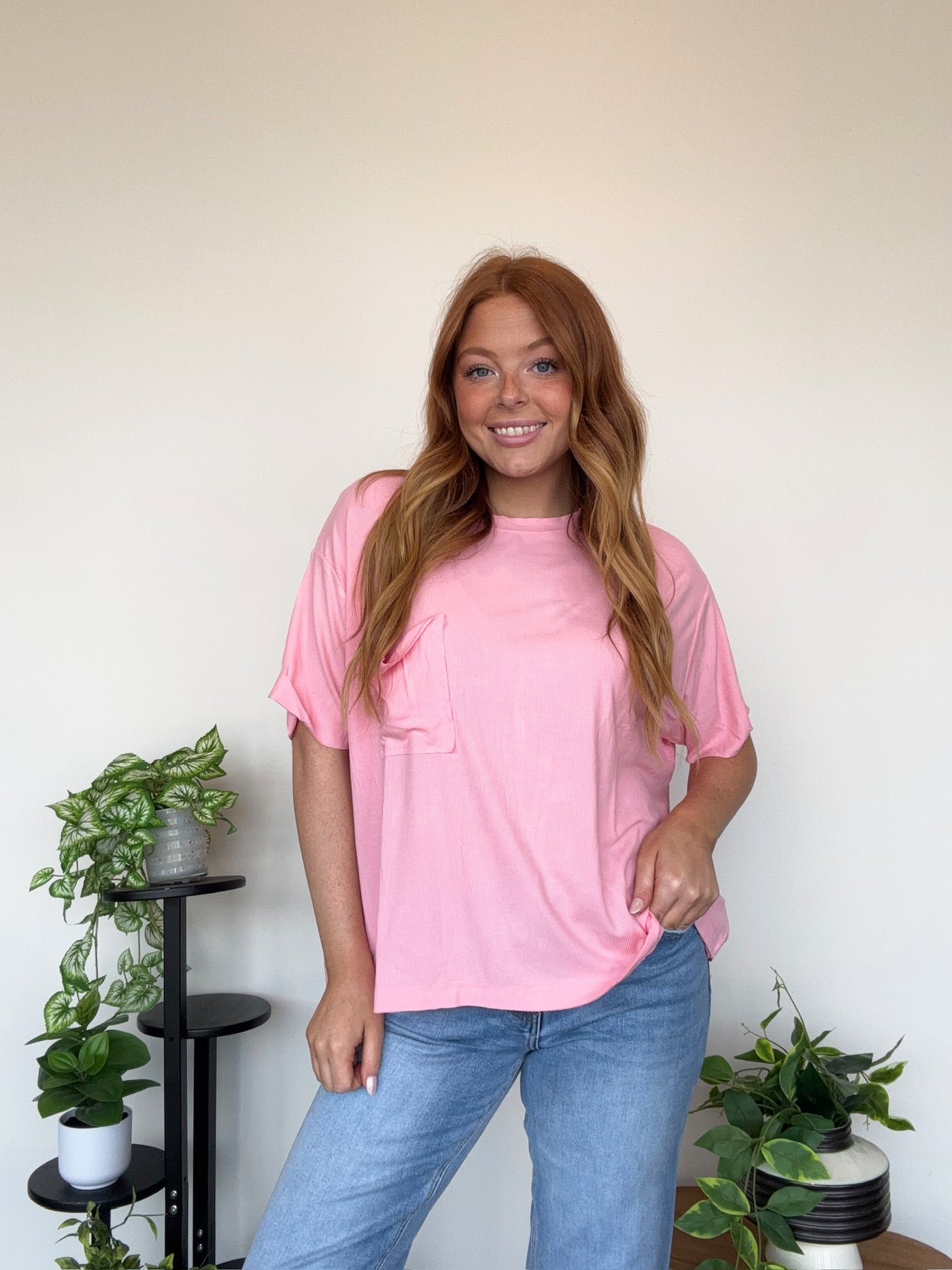 LLB EXCLUSIVE: Easy Days Pocket Tee- Bubblegum-100 - TOPS - SHORT SLEEVE/SLEEVELESS-LEATHER & LACE-[option4]-[option5]-[option6]-Leather & Lace Boutique Shop