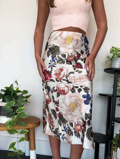 Vintage Floral Midi Skirt-160 - BOTTOMS - OTHER-SKIES ARE BLUE-[option4]-[option5]-[option6]-Leather & Lace Boutique Shop