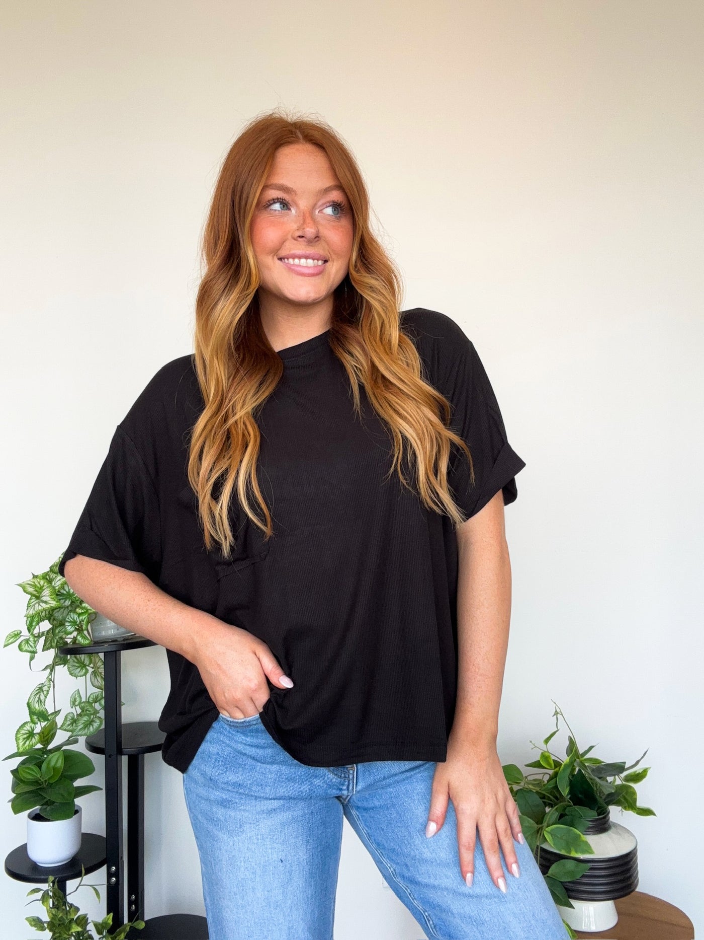 LLB EXCLUSIVE: Easy Days Pocket Tee- Black-100 - TOPS - SHORT SLEEVE/SLEEVELESS-LEATHER & LACE-[option4]-[option5]-[option6]-Leather & Lace Boutique Shop