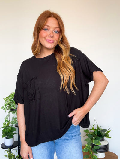 LLB EXCLUSIVE: Easy Days Pocket Tee- Black-100 - TOPS - SHORT SLEEVE/SLEEVELESS-LEATHER & LACE-[option4]-[option5]-[option6]-Leather & Lace Boutique Shop