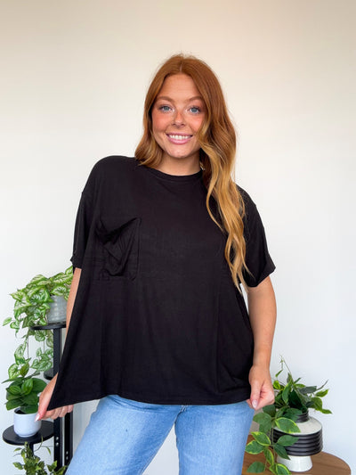 LLB EXCLUSIVE: Easy Days Pocket Tee- Black-100 - TOPS - SHORT SLEEVE/SLEEVELESS-LEATHER & LACE-[option4]-[option5]-[option6]-Leather & Lace Boutique Shop