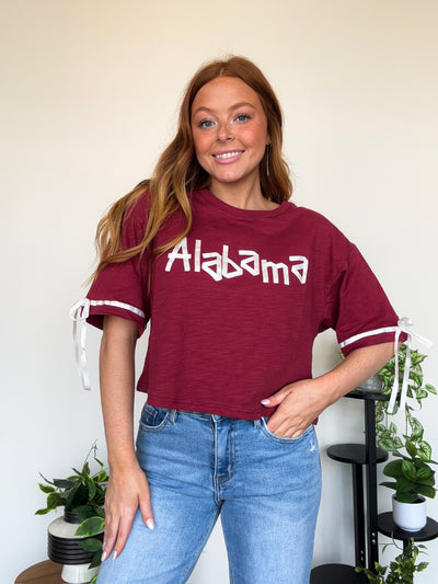Alabama Ribbon Tee-100 - TOPS - SHORT SLEEVE/SLEEVELESS-PEACH LOVE-[option4]-[option5]-[option6]-Leather & Lace Boutique Shop
