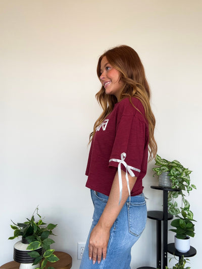Alabama Ribbon Tee-100 - TOPS - SHORT SLEEVE/SLEEVELESS-PEACH LOVE-[option4]-[option5]-[option6]-Leather & Lace Boutique Shop