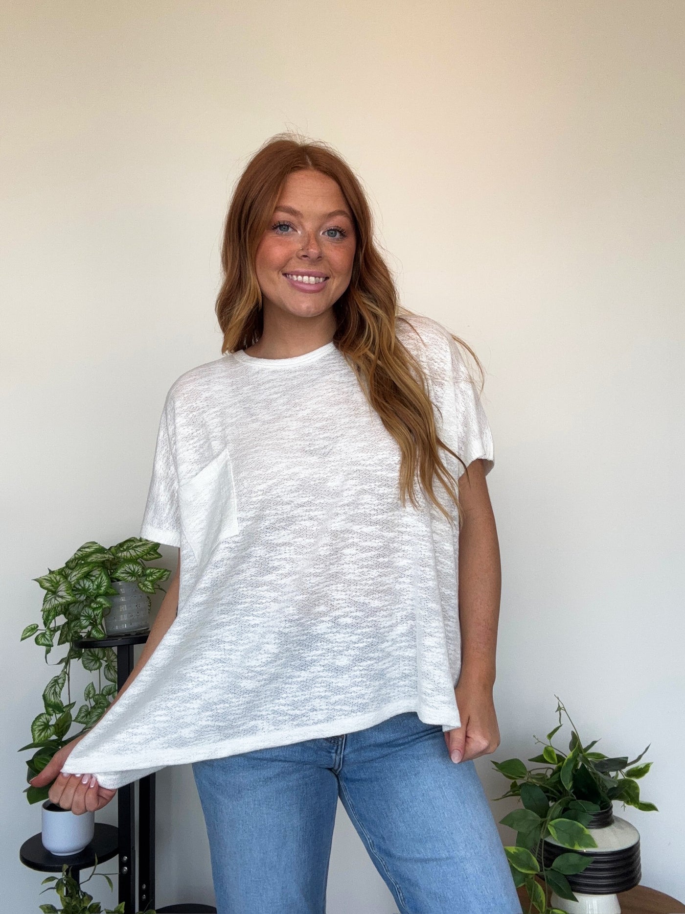 LLB EXCLUSIVE: Everyday Pocket Tee- Ivory-100 - TOPS - SHORT SLEEVE/SLEEVELESS-LEATHER & LACE-[option4]-[option5]-[option6]-Leather & Lace Boutique Shop