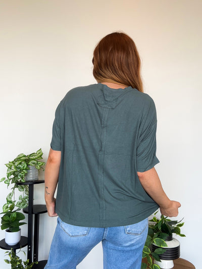 LLB EXCLUSIVE: Easy Days Pocket Tee- Sage-100 - TOPS - SHORT SLEEVE/SLEEVELESS-LEATHER & LACE-[option4]-[option5]-[option6]-Leather & Lace Boutique Shop
