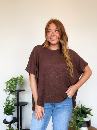 LLB EXCLUSIVE: Everyday Pocket Tee- Chocolate-100 - TOPS - SHORT SLEEVE/SLEEVELESS-LEATHER & LACE-[option4]-[option5]-[option6]-Leather & Lace Boutique Shop