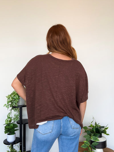 LLB EXCLUSIVE: Everyday Pocket Tee- Chocolate-100 - TOPS - SHORT SLEEVE/SLEEVELESS-LEATHER & LACE-[option4]-[option5]-[option6]-Leather & Lace Boutique Shop