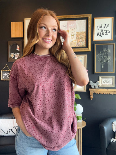 Mineral Wash Rhinestone Tee-100 - TOPS - SHORT SLEEVE/SLEEVELESS-GALITA-[option4]-[option5]-[option6]-Leather & Lace Boutique Shop