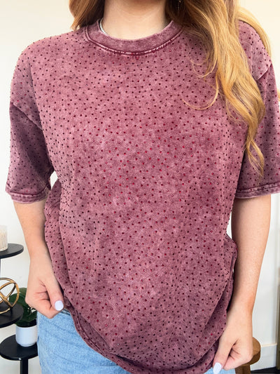 Mineral Wash Rhinestone Tee-100 - TOPS - SHORT SLEEVE/SLEEVELESS-GALITA-[option4]-[option5]-[option6]-Leather & Lace Boutique Shop