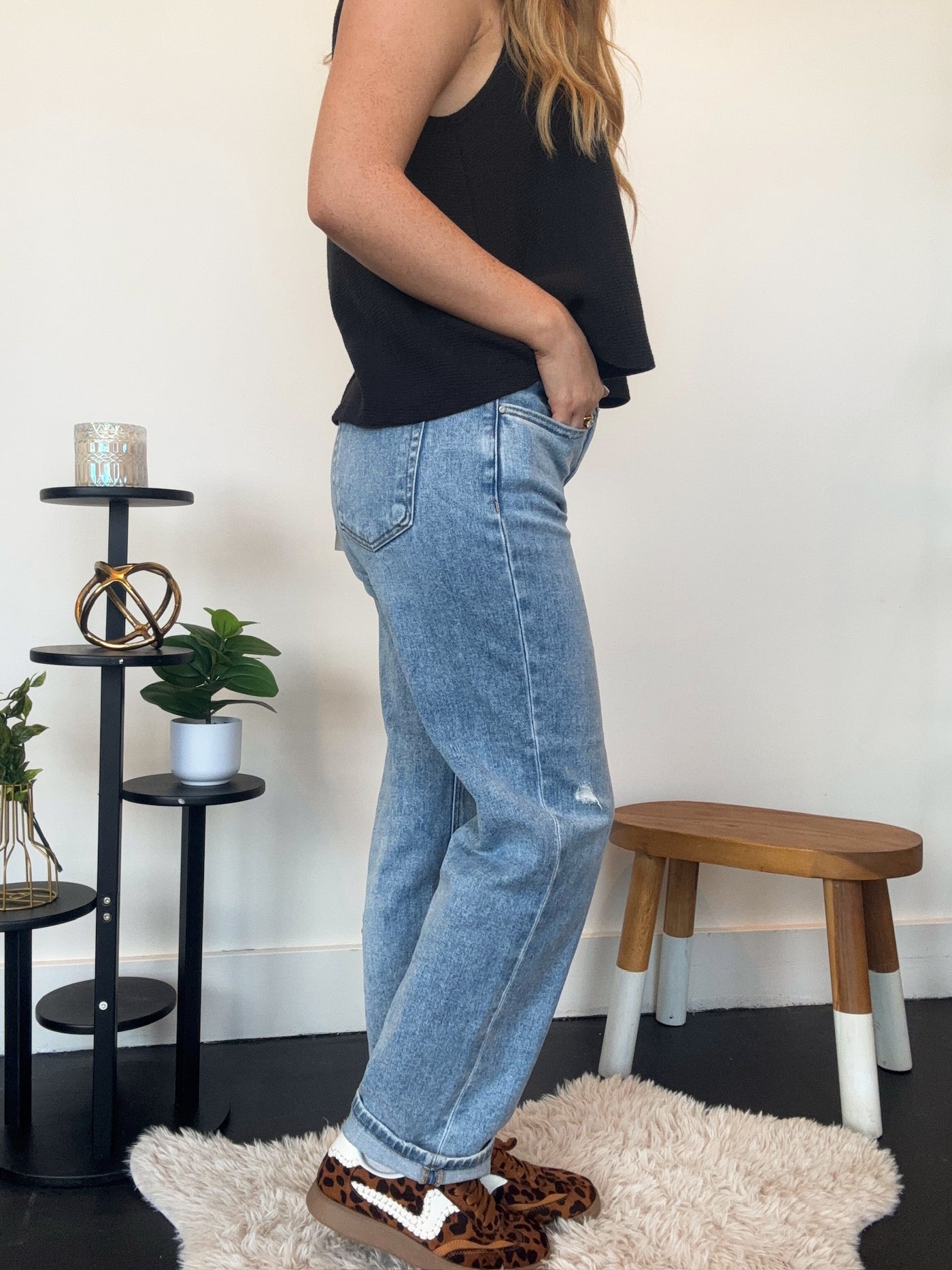 Ankle Cuff Boyfriend Denim-150 - BOTTOMS - DENIM-RISEN-[option4]-[option5]-[option6]-Leather & Lace Boutique Shop