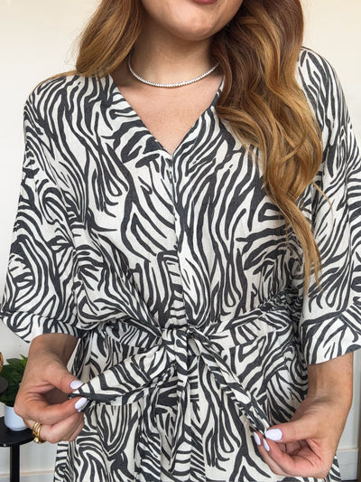 Zebra Print Collared Romper-170 - ROMPERS-KLESIS-[option4]-[option5]-[option6]-Leather & Lace Boutique Shop