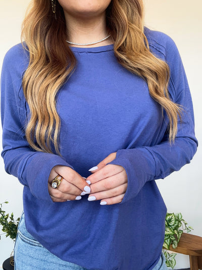 Cotton Raglan Long Sleeve Top- Marlin-110 - TOPS - LONG SLEEVE-LEATHER & LACE-[option4]-[option5]-[option6]-Leather & Lace Boutique Shop