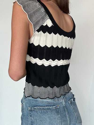 Scalloped Pointelle Knit Top-100 - TOPS - SHORT SLEEVE/SLEEVELESS-STRUT AND BOLT-[option4]-[option5]-[option6]-Leather & Lace Boutique Shop
