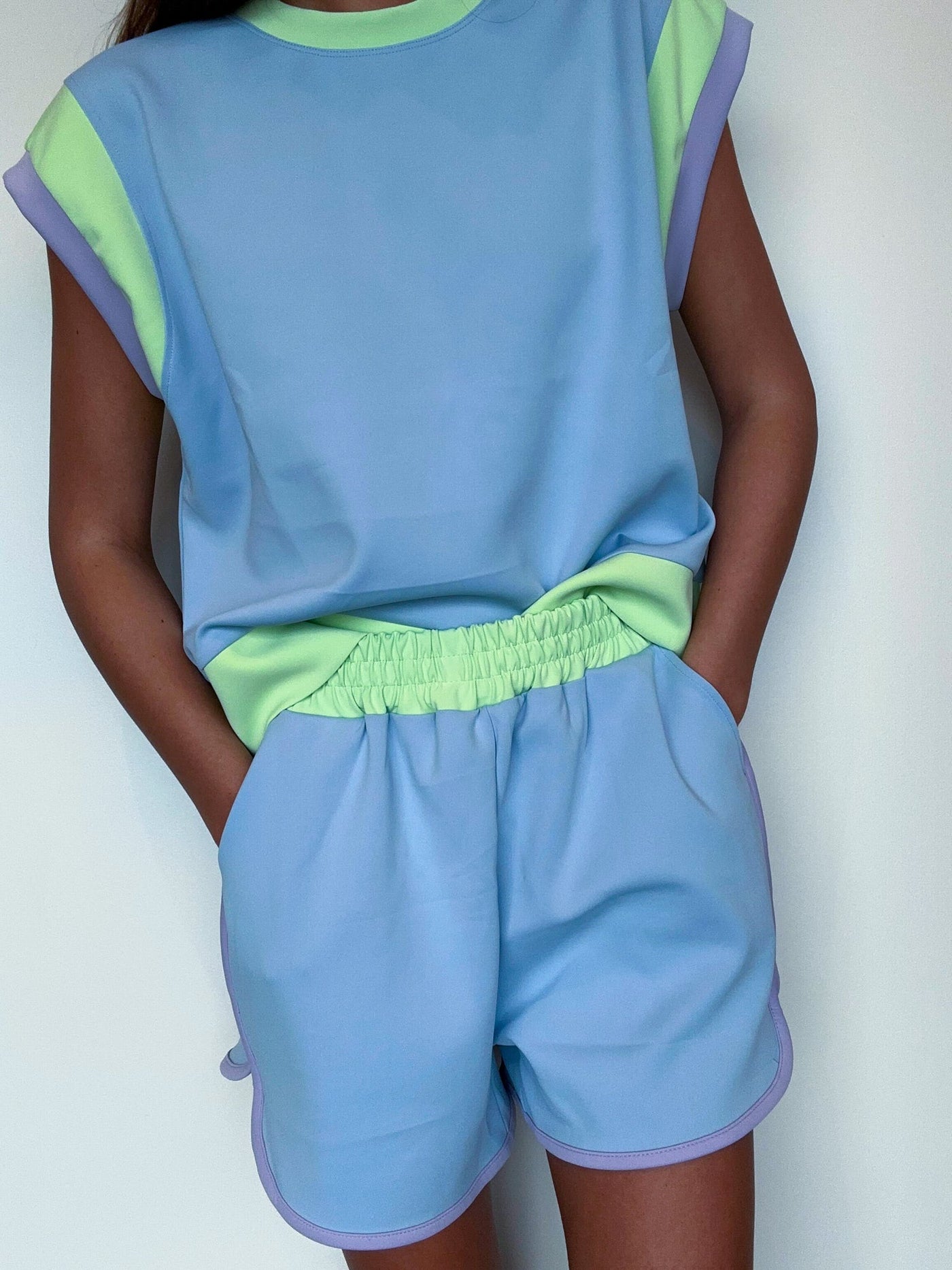 Color block shorts hot sale