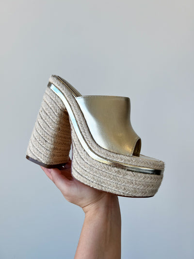 Kate Woven Platform Heels- Gold-180 - SHOES-LILIANA-[option4]-[option5]-[option6]-Leather & Lace Boutique Shop