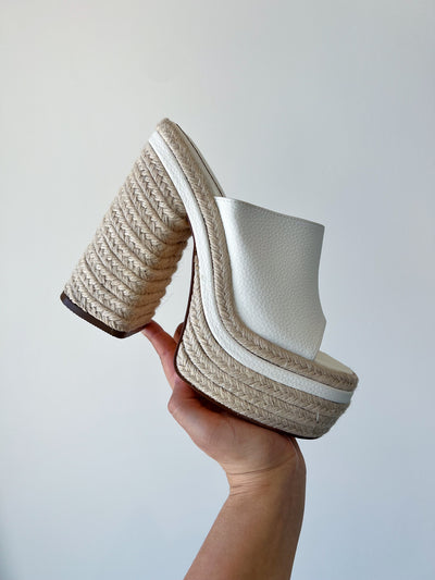 Kate Woven Platform Heels- White-180 - SHOES-LILIANA-[option4]-[option5]-[option6]-Leather & Lace Boutique Shop